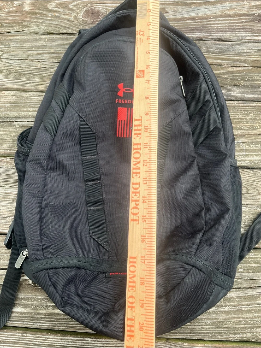 Under Armour Hustle 5.0 Black & Red Backpack with Camo Interior Freedom Series